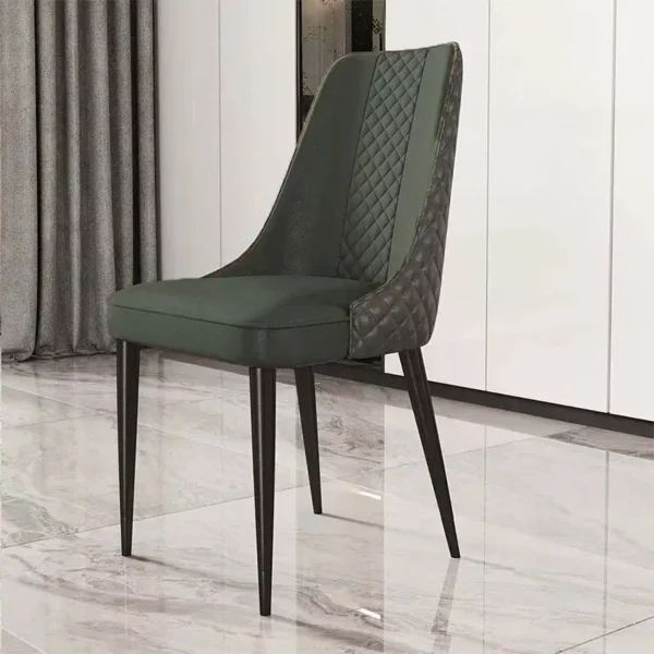 Luxury Nordic Leather Dining Chair with Metal Legs and Ergonomic Backrest - Image 6