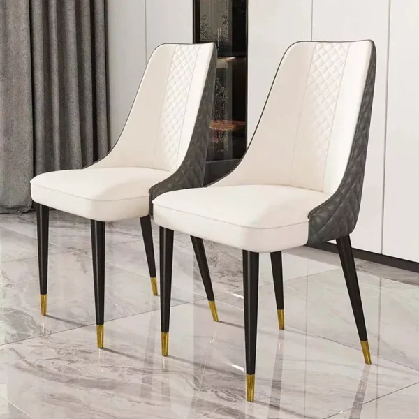 Luxury Nordic Leather Dining Chair with Metal Legs and Ergonomic Backrest - Image 3