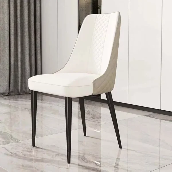 Luxury Nordic Leather Dining Chair with Metal Legs and Ergonomic Backrest - Image 7