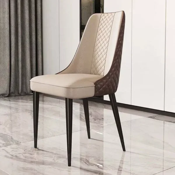 Luxury Nordic Leather Dining Chair with Metal Legs and Ergonomic Backrest - Image 5
