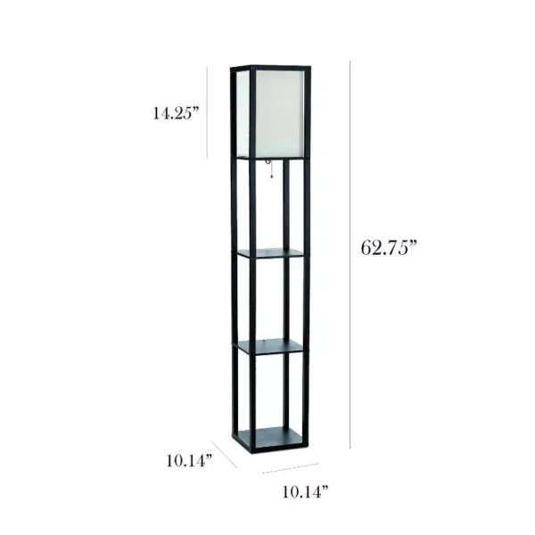 Elegant Multi-Functional Floor Lamp with Storage Shelves and Linen Shade - Image 7