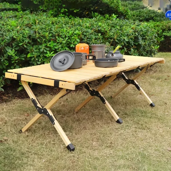 Portable Solid Wood Folding Table for Camping and Picnics - Image 6
