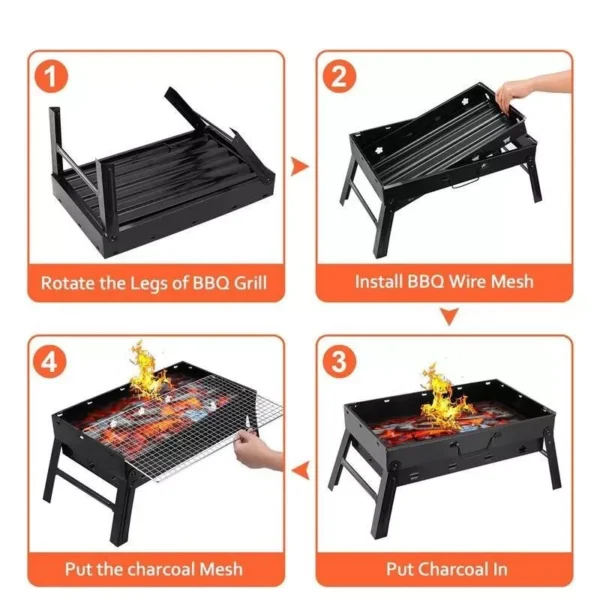 Compact and Versatile Portable Charcoal Grill - Ideal for Outdoor Cooking, Camping, and Picnics - Image 4