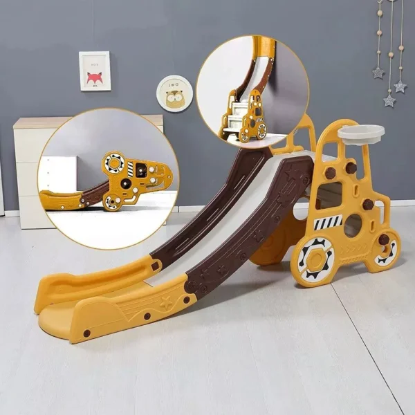 4-in-1 Kids Slide Toddler Climbing Toy with Basketball Hoop - Image 4