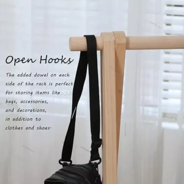Kid-Friendly Wooden Dress-Up Clothing Rack with Storage Shelf - Image 5